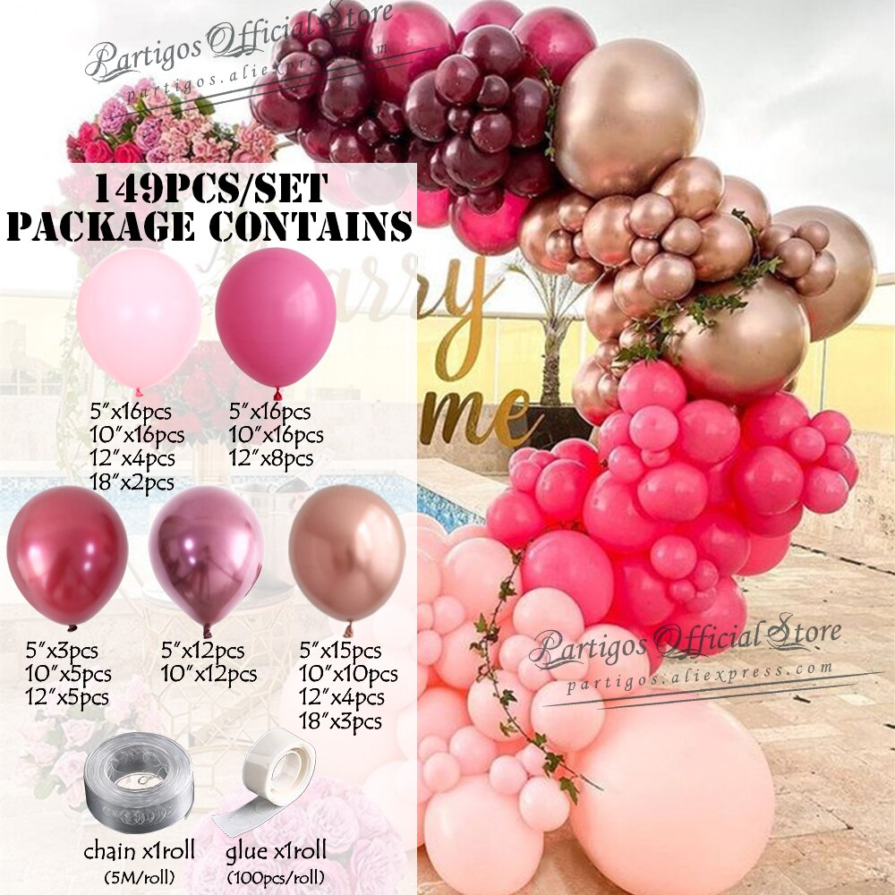 Pcs Burgundy Red Balloons Garland Valentines Day Balloon Arch Anniversary Engagement Wedding Party Decorations Bride Supplies Inflatable