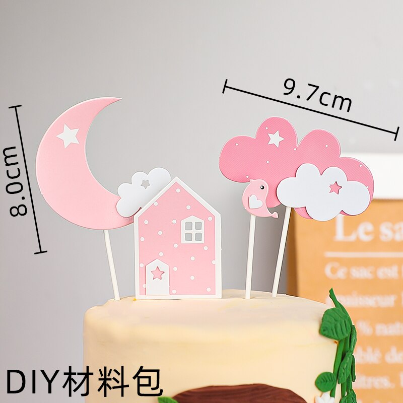 Farm animal snails Cake Topper Rainbow Sun House Kids Happy Birthday Party Cartoon Decoration 