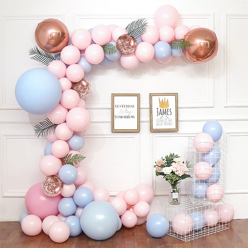 Macaron Balloons Arch Kit Pastel Gray Pink Garland Rose Gold Confetti Globos Wedding Party Decor Baby Shower Supplies Inflatable Decorations