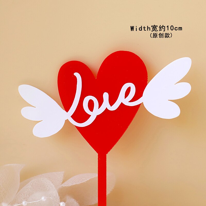 Valentine's Day Wedding Party Bear Red Bow Heart Cake Topper Decorations Love Pink Pearl Card Luminous Decor Doll Gifts 