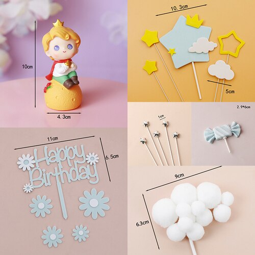 Stars Princesses Princes Rainbow Birthday Cupcake Topper Supplies Decorations Pink Girl Wedding Resin Cake 