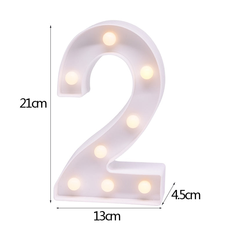 DIY LED Letter Numbers Night Light Wall Hanging Decoration Wedding Birthday Party Alphabet Digit Symbol Sign without Battery 