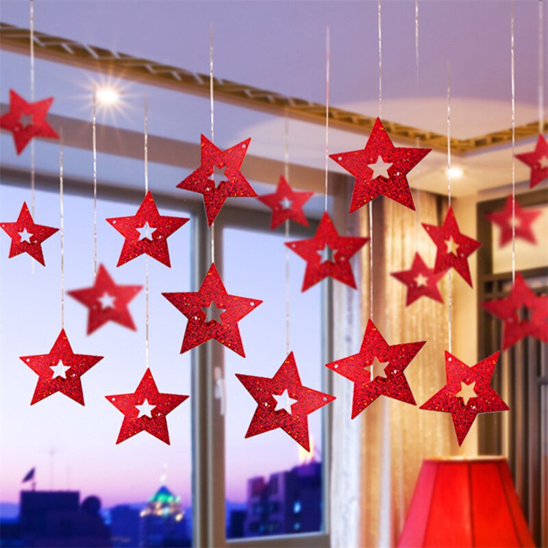 100pcs Red Heart Star Laser Ceiling Sequined Balloons Pendant Valentine Day Decoration Romantic Anniversary Wedding Supplies PartyDecorHQ