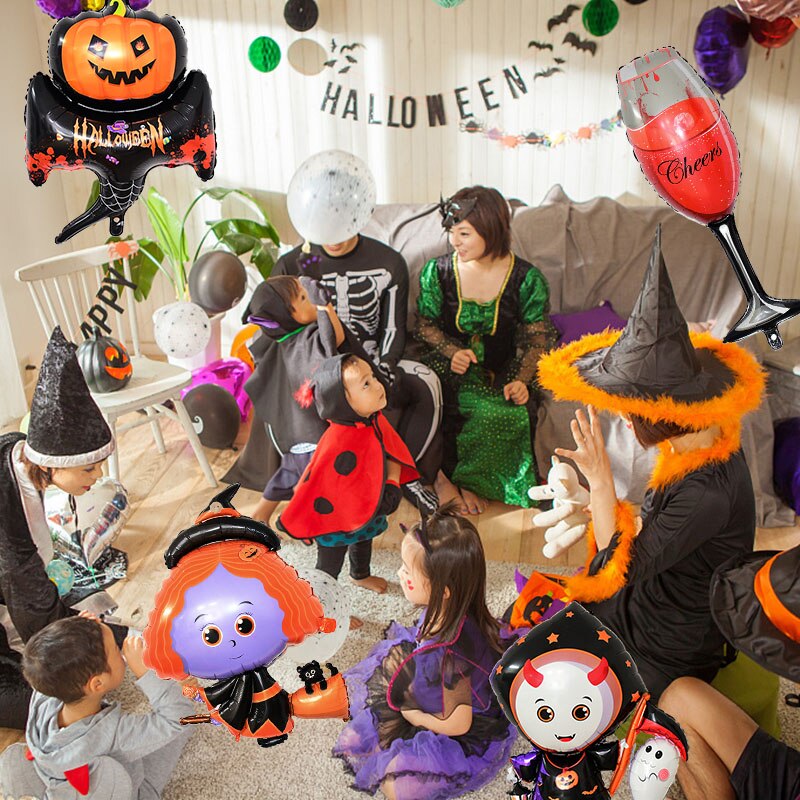 Halloween Foil Balloon Decoration Pumpkin Ghost Spider Witch Balloons Inflatable Toy Halloween Party Favors Air Globos Supplies PartyDecorHQ