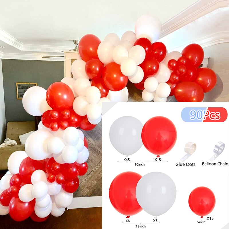 Macaron Balloons Arch Set Red White Black Gold Balloon Garland Baby Baptism Shower Adult Child Birthday Party Balloon Decoration PartyDecorHQ