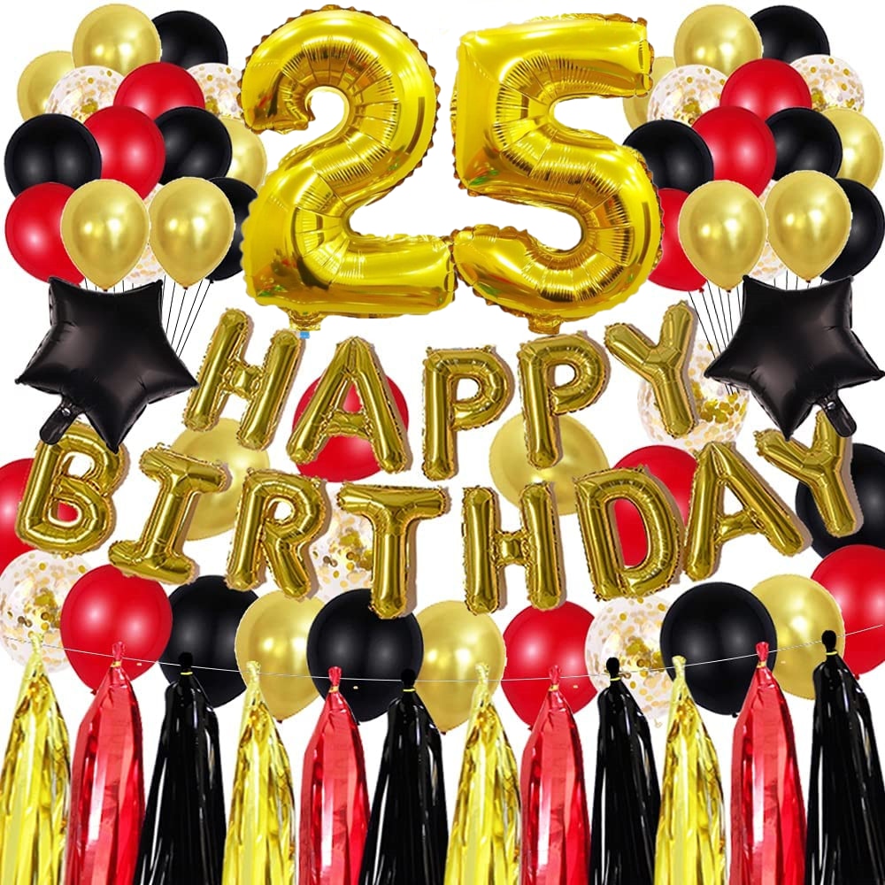 pcs Golden th Birthday Party Decorations inch Letter Balloons Banner Tassels Garland Number Latex Balloon 