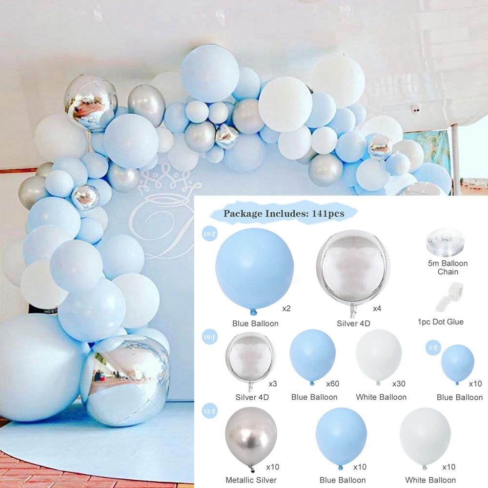 Blue Macaron Balloon Garland Arch Kit Birthday Party Decor Foil Latex Ballon Wedding Baby Shower Kids Baloon Inflatable Decorations