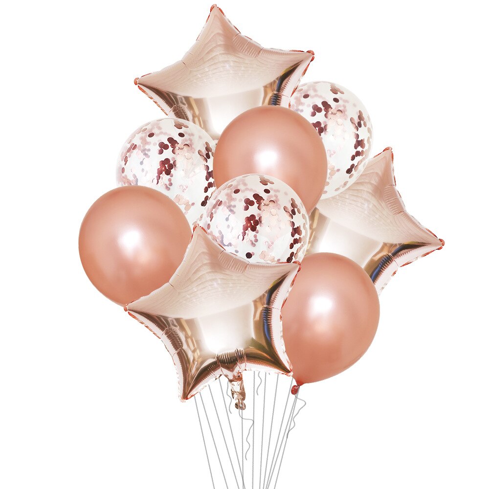 Rose Gold Birthday Party Decoration Foil Latex Balloon Set Heart Balloons Girl's Supplies 