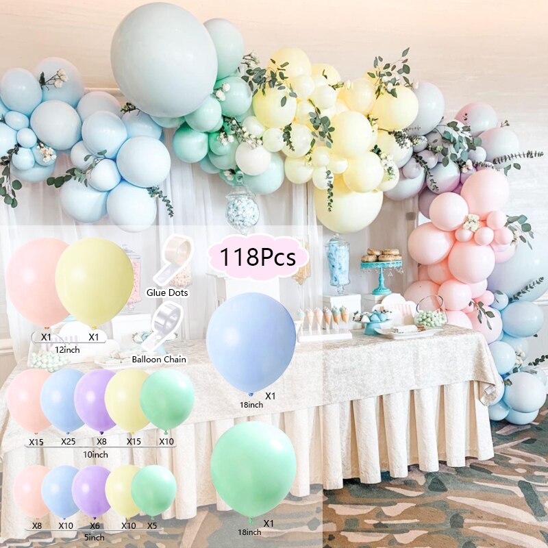 Balloon Arch Set Pink Blue White Confetti Garland Wedding Baby Baptism Shower Birthday Party Balloons Decoration Inflatable Decorations