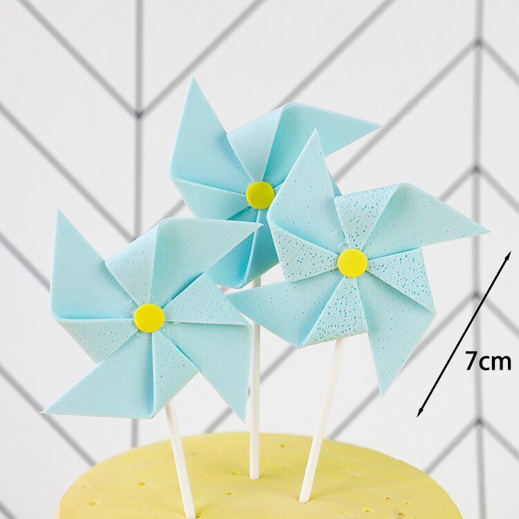 Mouse Boy Girl Windmill Pink Blue Cake Topper Kids Happy Birthday Party Decoration Baby Shower Supplies Lovely Gifts 