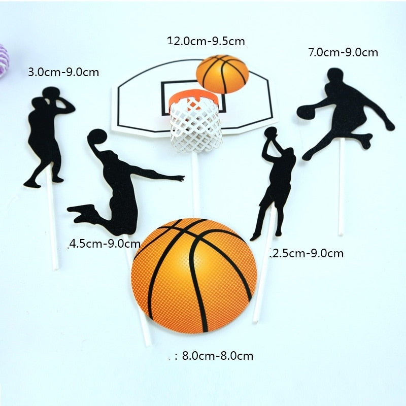 pcs Paper glitter basketball Cake Toppers Basketball player cake dessert Adorn card Flags Decor Baking DIY Party Supplies 