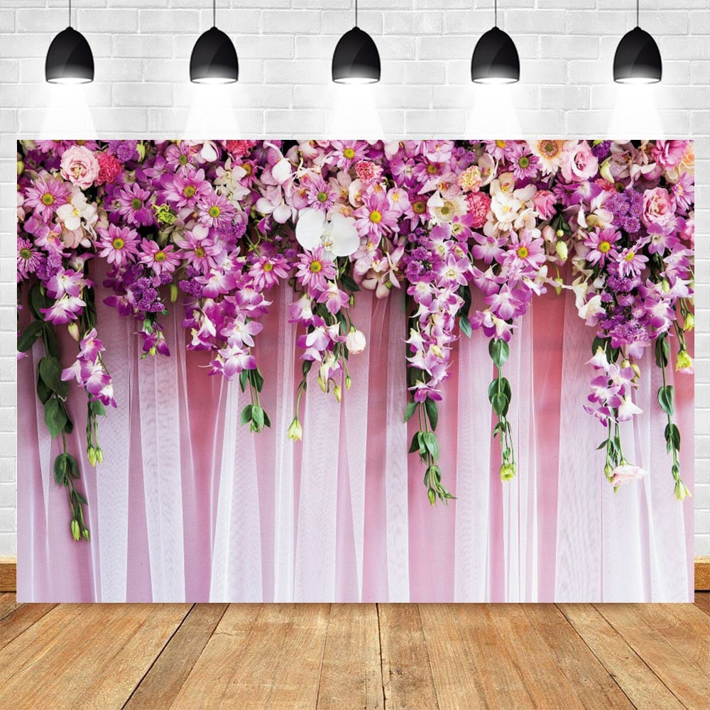 Wedding Scenes Floral Photography Backdrop Baby Birthday Bridal Shower Ceremony Decor Background Photo Shoot Banner Props 