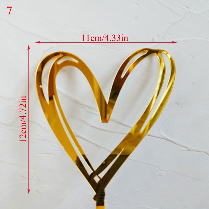 Wholesale Birthday Love Flag Cake Topper Acrylic Letter Gold Silver Cake Top Flag Decoration for Birthday Party PartyDecorHQ