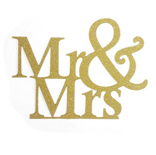 1PCS Mr&Mrs Romantic Shiny Cake Topper Wedding Party Top Letter Decor DIY Engagement Gifts Letter Cake Decoration PartyDecorHQ