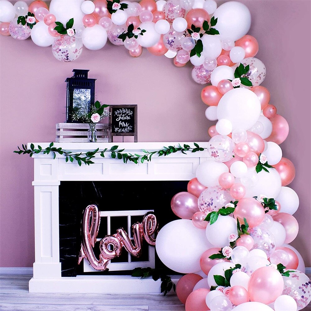 Rose Gold Balloon Arch Garland Kit Clear Premium Latex Balloons Wedding Bridal Baby Shower Birthday Bachelorett Party Decor Inflatable Decorations