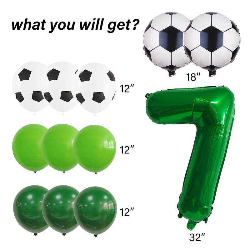 Lvyin Football Series Latex Balloon Set Number Foil Boy st nd rd Birthday Party Decoration 