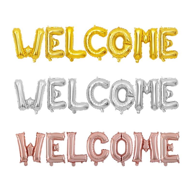 set inch Rose Gold Welcome Home Letter Foil Balloons Back Event Party supplies Inflatable Air globals Decor 