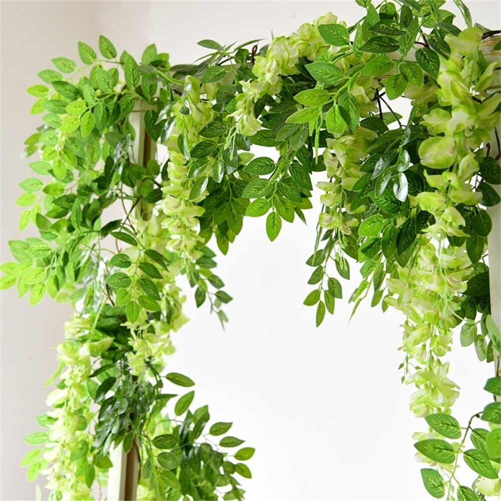 Wisteria Vine Artificial Flower Hanging Ivy Leaf Garland Wedding Rattan Arch Bridal Engagement Home Garden Decorations Inflatable Party