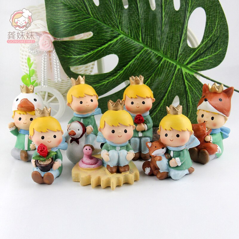 Cute Prince Resin Creative Crafts Cake Decorations Little Boy Model Standing Micro Landscape Flower Pots Decor Home Figurines 