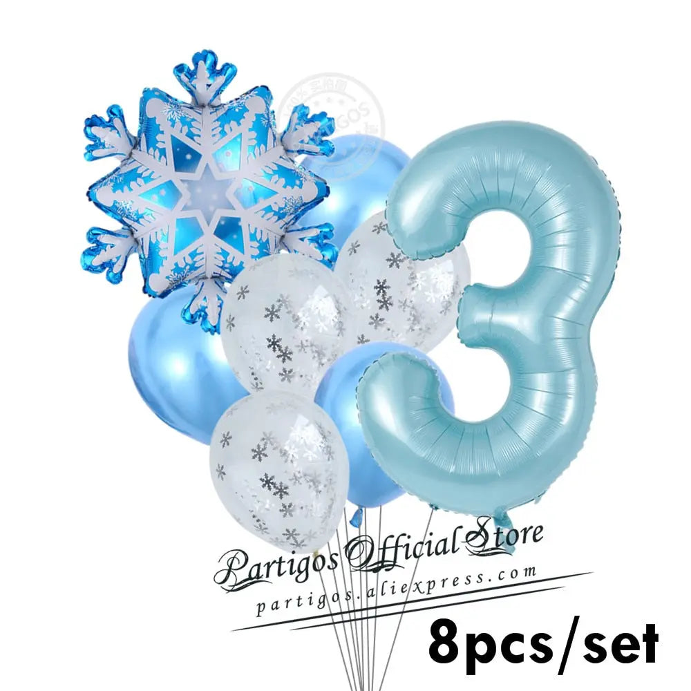 1 set Mix Snowflake Foil Balloons 40inch Ice blue number ballons Winter ice snow Party Birthday party Decoration Elsa Ballon-PartyDecorHQ