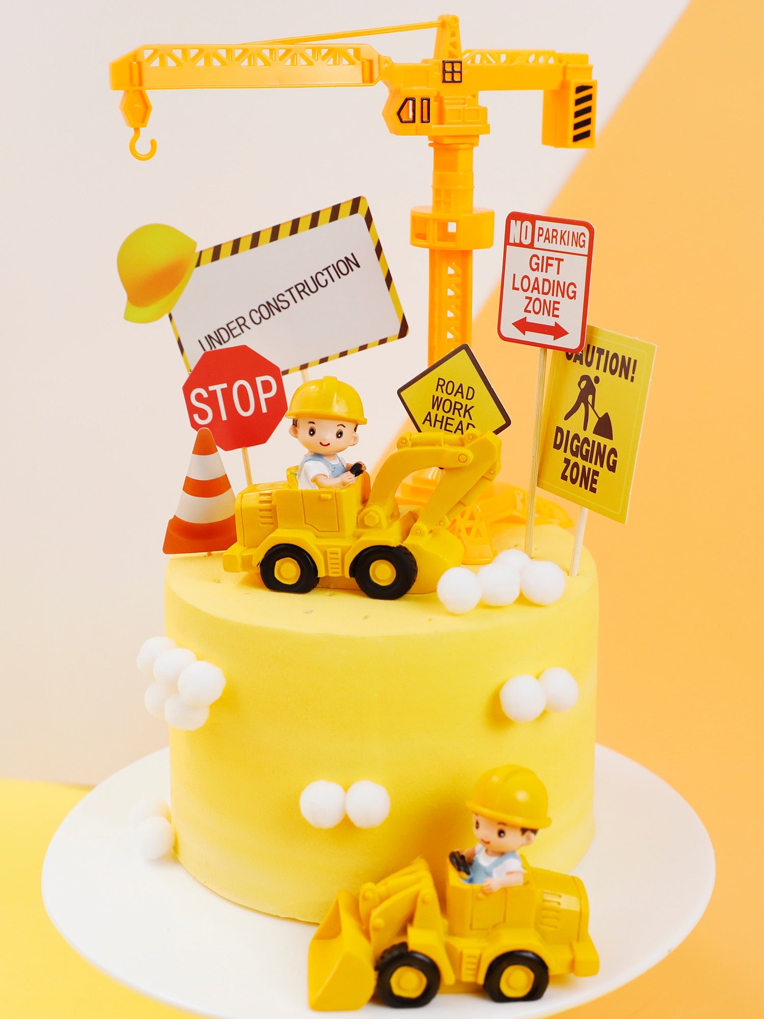 Engineering Vehicle Cake Decor Digging Machine Toppers Crane Decors Happy Birthday Party Kids Boys Toys 