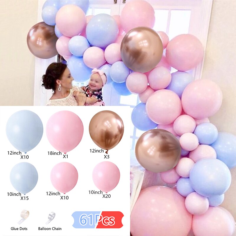 Balloons Arch Set Blue Pink Gold Balloon Garland Macaron Birthday Kit Baby Baptism Shower Party Decoration Inflatable Decorations