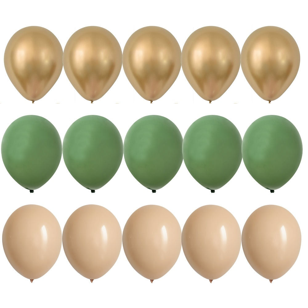 PCS inch Balloon Kit Retro Green White Gold Balls Birthday Wedding Anniversary Jungle Summer Party Decor Home Supplies 