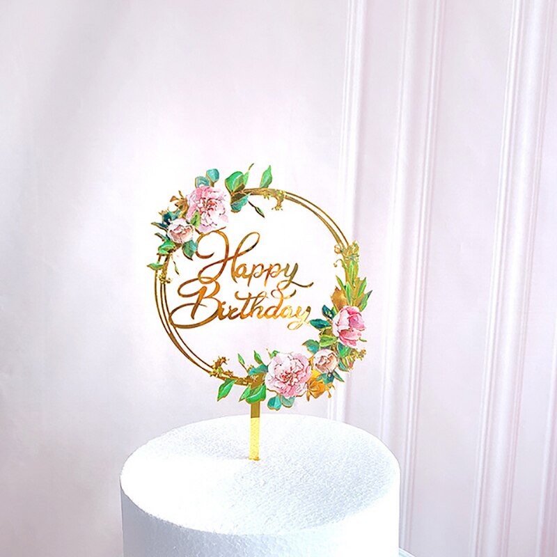 Glasses Acrylic Happy Birthday Cake Topper Gold Toppers Decor Baby Party Decorations Shower 