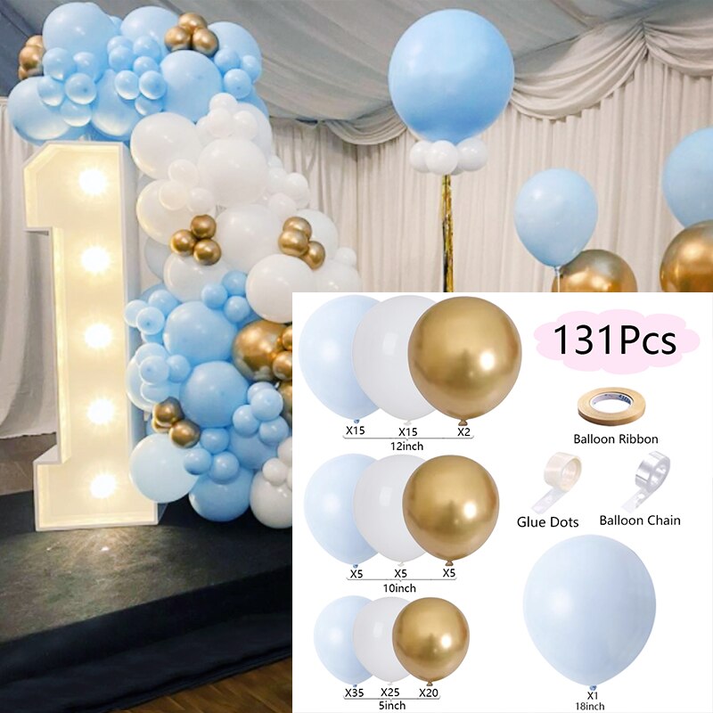 Pcs Balloons Arch Set Blue White Gold Balloon Garland Birthday Party Wedding Baby Baptism Shower Decoration Inflatable Decorations