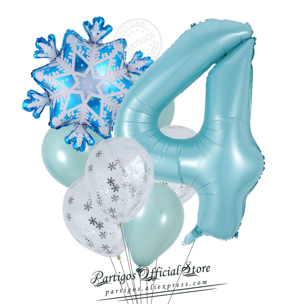 set Mix Snowflake Foil Balloons inch Ice blue number ballons Winter ice snow Party Birthday party Decoration Elsa Ballon 