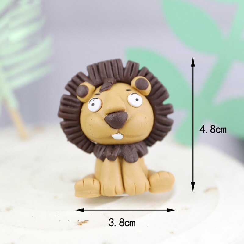 Jungle Safari Animals Birthday Party Cake Topper Soft pottery Panda Tiger Elephant oh baby year Decoration Supplies Gift 