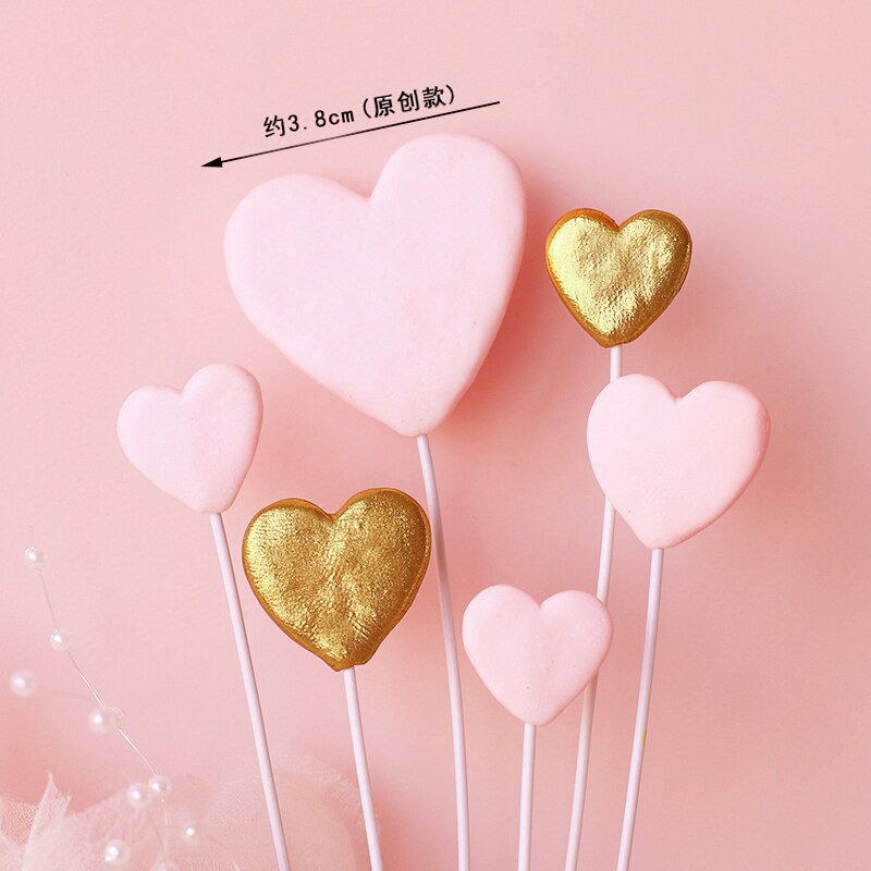 Valentine's Day Wedding Party Bear Red Bow Heart Cake Topper Decorations Love Pink Pearl Card Luminous Decor Doll Gifts 