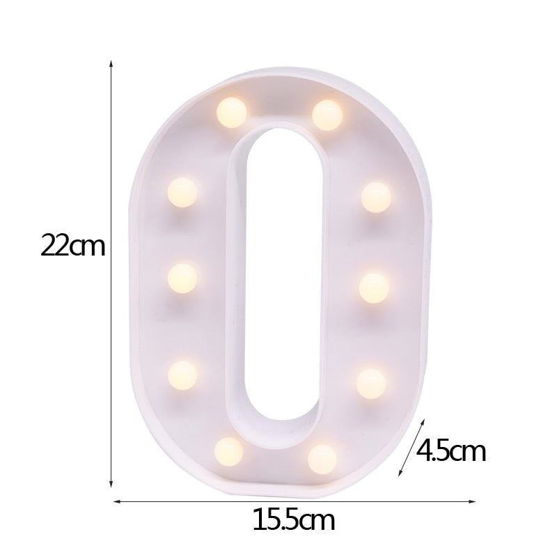 DIY LED Letter Numbers Night Light Wall Hanging Decoration Wedding Birthday Party Alphabet Digit Symbol Sign without Battery 