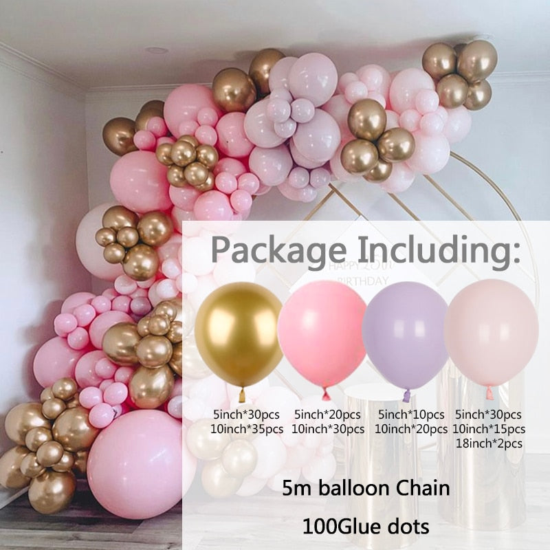 set White Gold Balloons Garland Arch Kit Dot Chrome Metallic Latex Ballon Wedding Birthday Party Decor Baby Shower Globos Inflatable Decorations