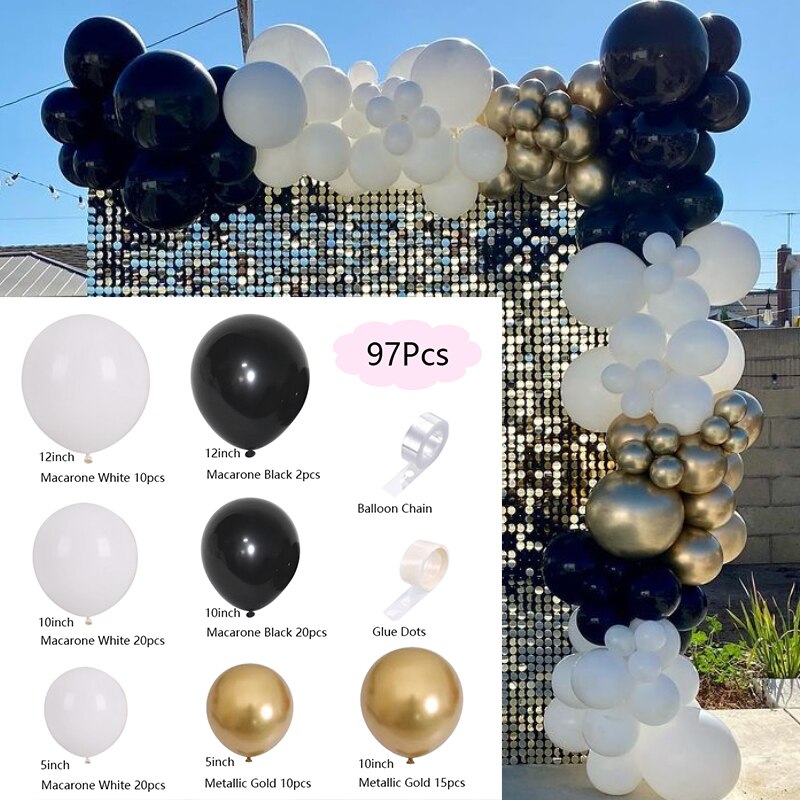 Macaron Balloons Arch Set White Black Balloon Garland Baby Baptism Shower Adult Children Birthday Theme Party Decoration Inflatable Decorations