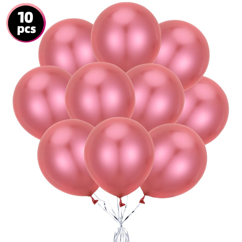 pcs Metal Balloons Happy Birthday Party Decoration Globos Chrome Latex Balon Baby Shower Wedding Valentine's Day Decor 