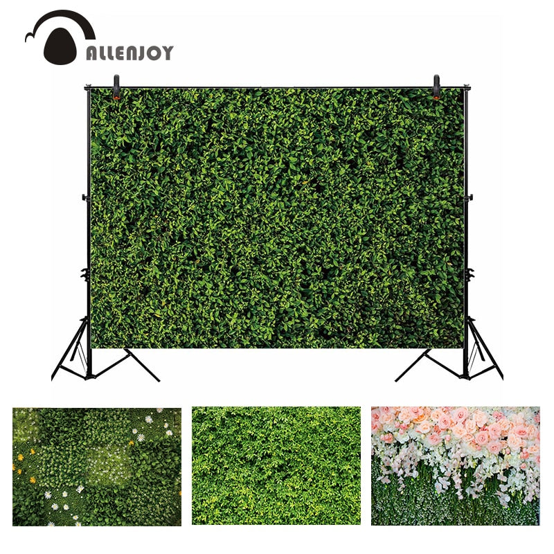 Wedding Backdrop Spring Flower Grass Leaves Nature Baby Shower Newborn Background Party Photocall Photobooth Vinyl 