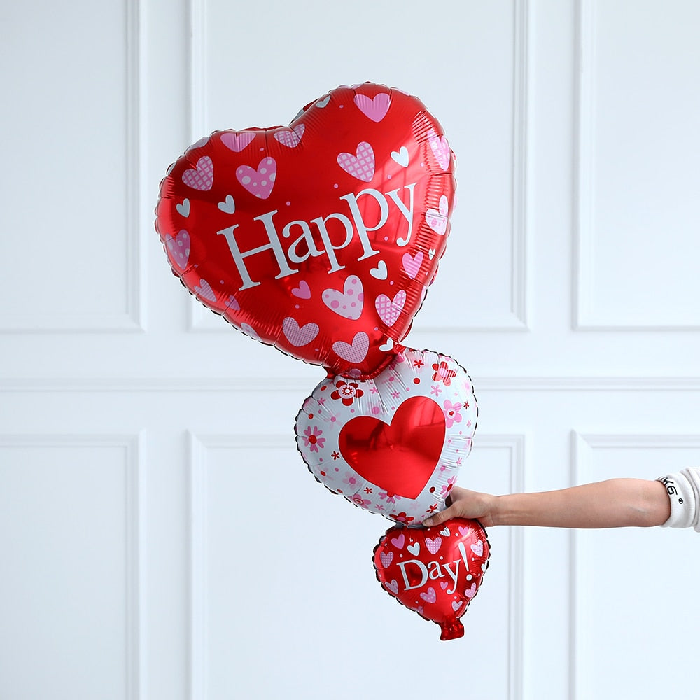 Pcs Red Heart Balloons Foil Heart-to-heart Anniversary Wedding Decorations Valentines Day Gifts Bridal Party Backdrop 