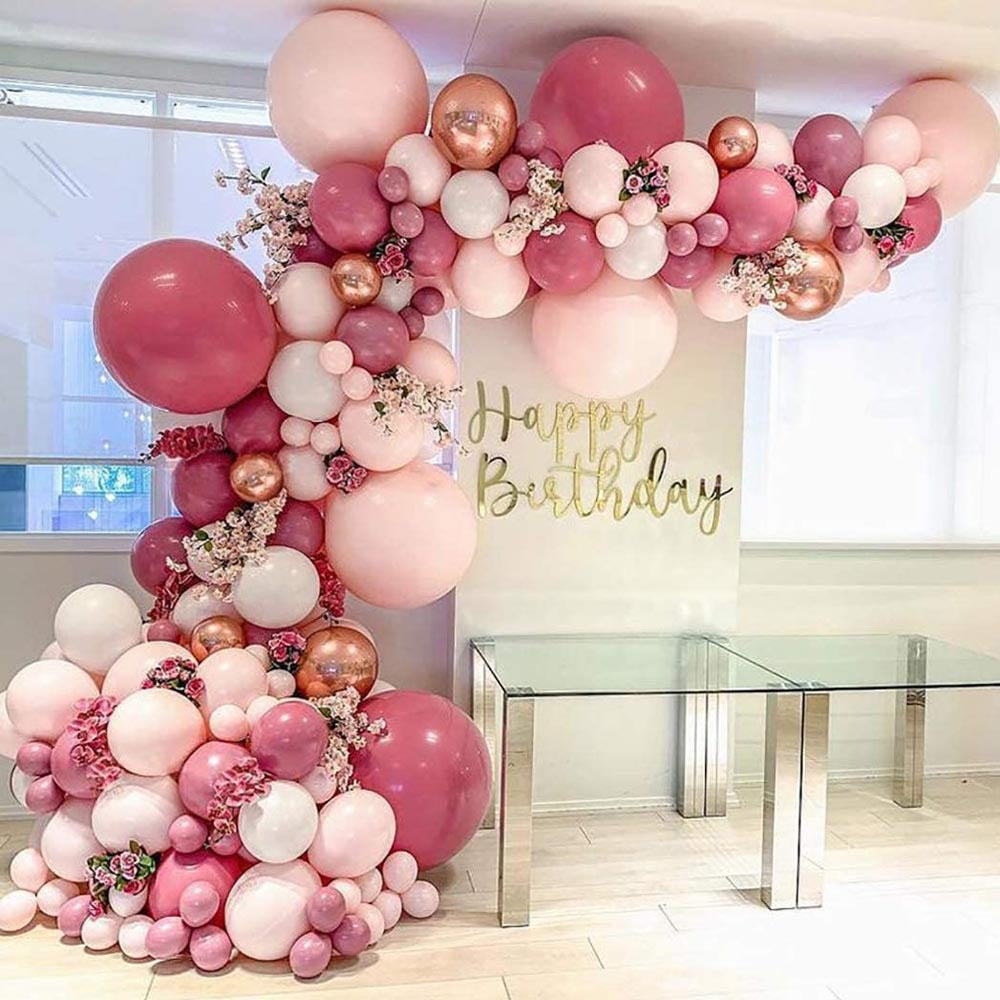 pcs Rose Red Pink Balloon Garland Arch Kit Gold Metal Wedding Decoration Baby Shower Birthday Party Decor Globos Inflatable Decorations