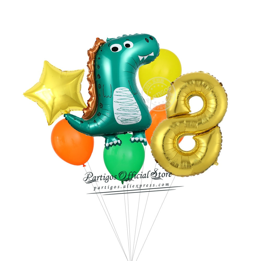 set Dinosaur Foil Balloons inch foil Number Globos Party Jungle Jurassic dragon boys Birthday Decors 