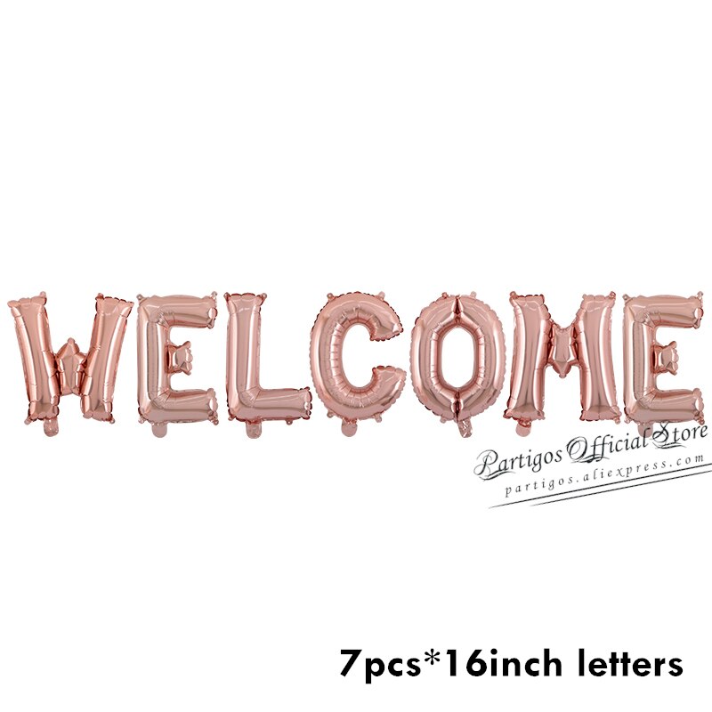 set inch Rose Gold Welcome Home Letter Foil Balloons Back Event Party supplies Inflatable Air globals Decor 