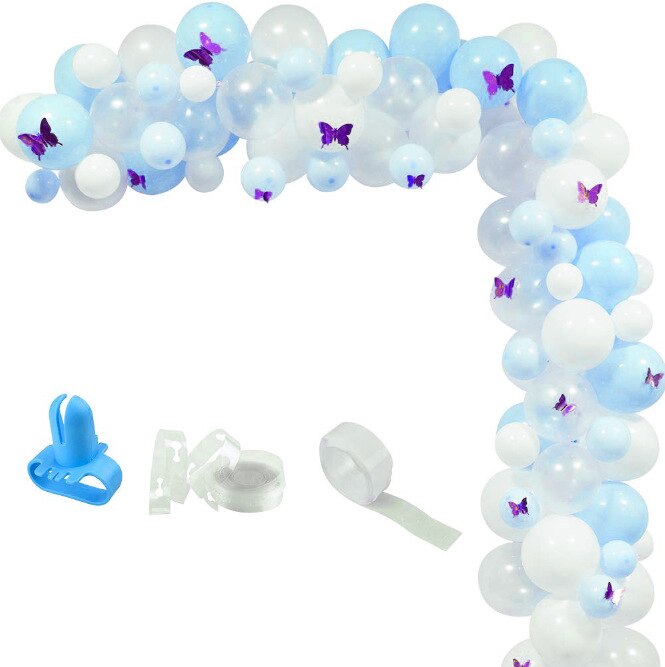 Butterfly Themed Party Decoration White Pink Blue Purple Balloon Garland Arch Kit Girl Birthday Wedding Baby Shower Inflatable Decorations