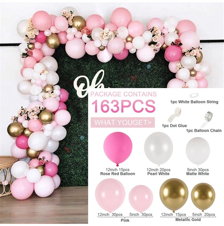 Macaron Pink Balloon Garland Arch Kit Wedding Birthday Party Decoration Kids Globos Gold Confetti Latex Ballon Baby Shower Girl Inflatable Decorations