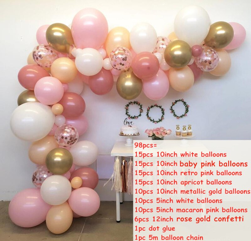 Rose Gold Balloon Arch Garland Kit Clear Premium Latex Balloons Wedding Bridal Baby Shower Birthday Bachelorett Party Decor Inflatable Decorations