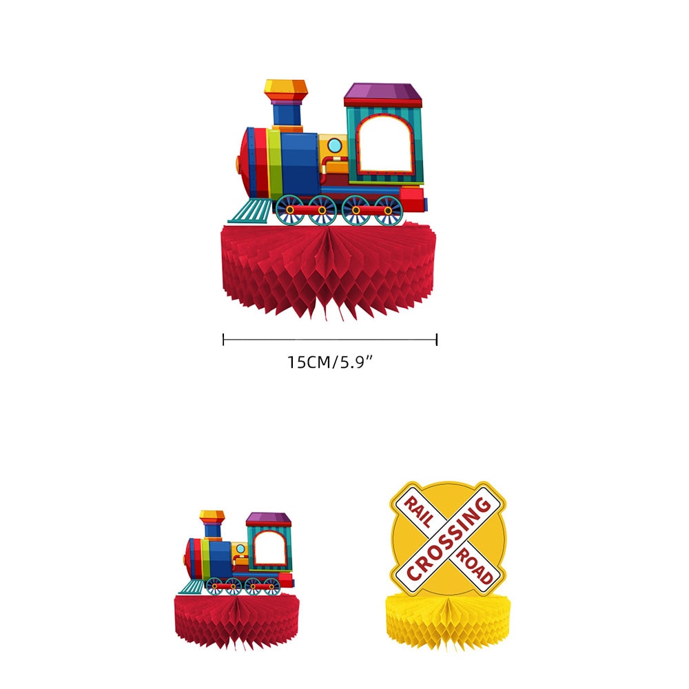 Railway Train Theme Letter Pull Flag Cake Insert Row Honeycomb Balloon Children's Party Home Decoration Supplies 