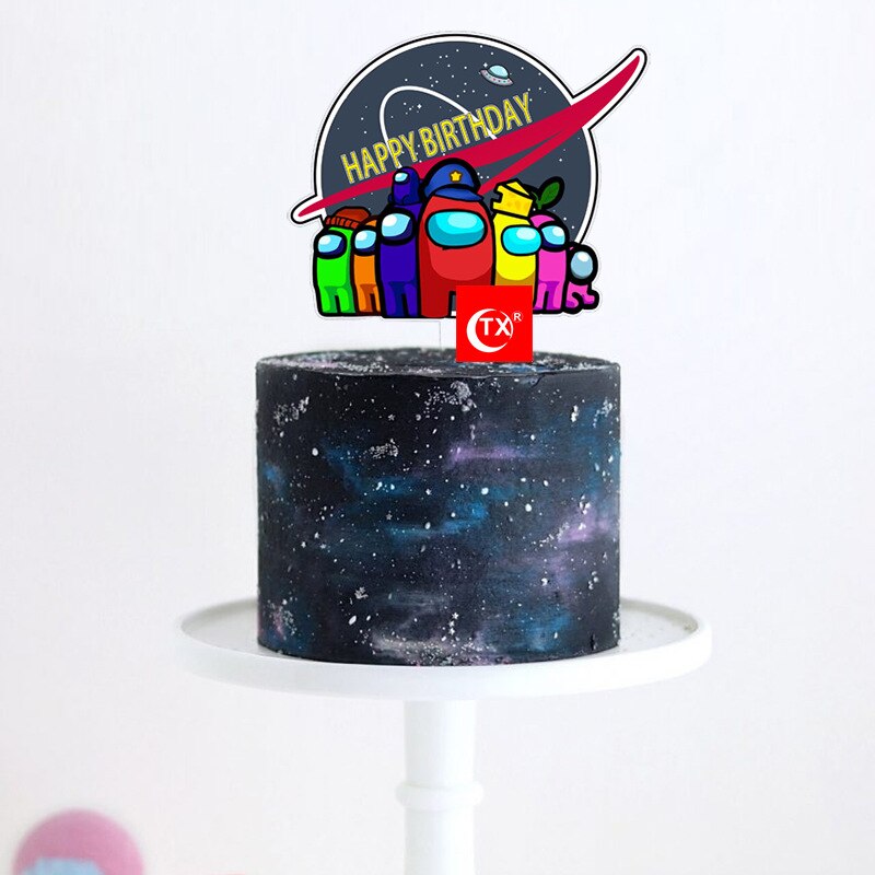 Planet Acrylic Happy Birthday Cake Toppers Transparent Astronaut Space Kids Party Cupcake Decorations 