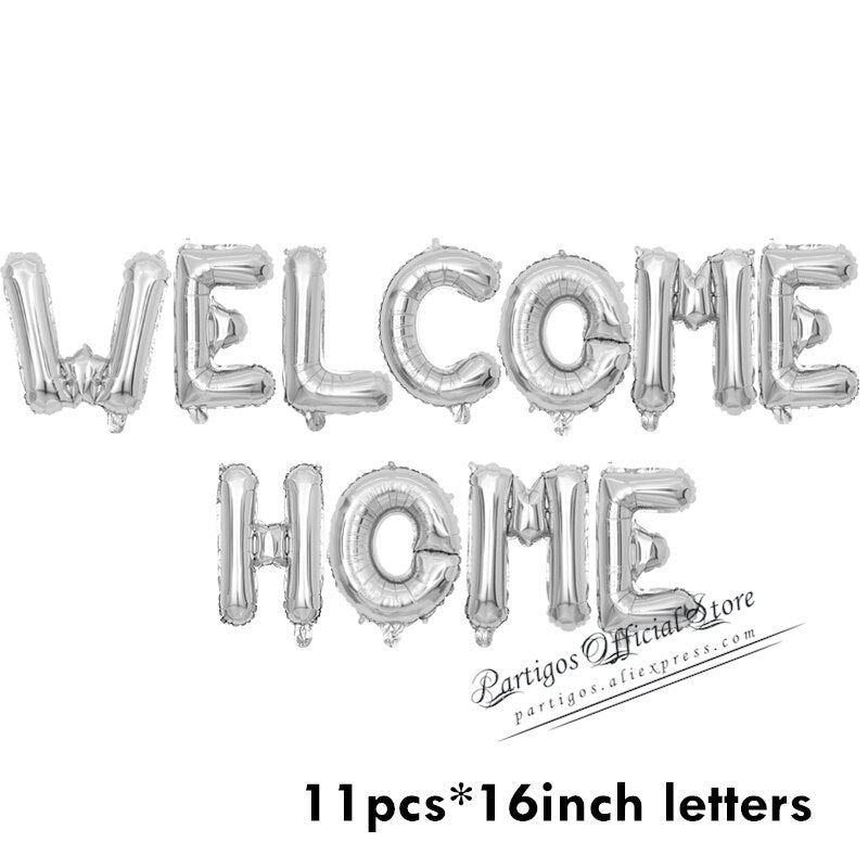 set inch Rose Gold Welcome Home Letter Foil Balloons Back Event Party supplies Inflatable Air globals Decor 