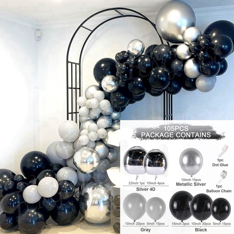 Black Gold Balloon Garland Arch Happy Birthday Party Decoration Kids Graduation Latex Baloon Wedding Decor Inflatable Decorations