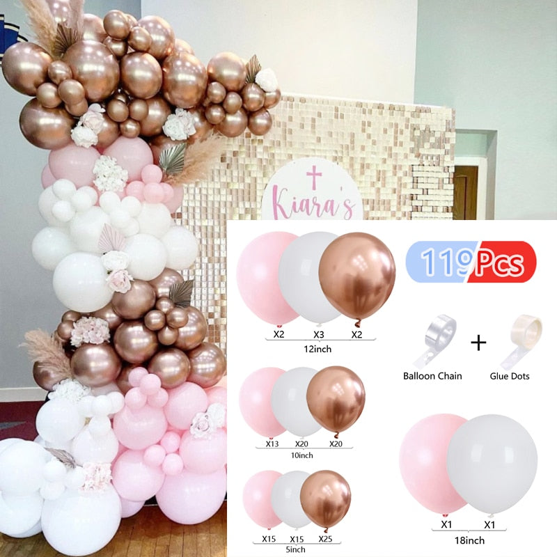 Balloons Arch Set Pink White Green Baloon Garland Baby Baptism Shower Balloon Kit Birthday Party Wedding Decoration 