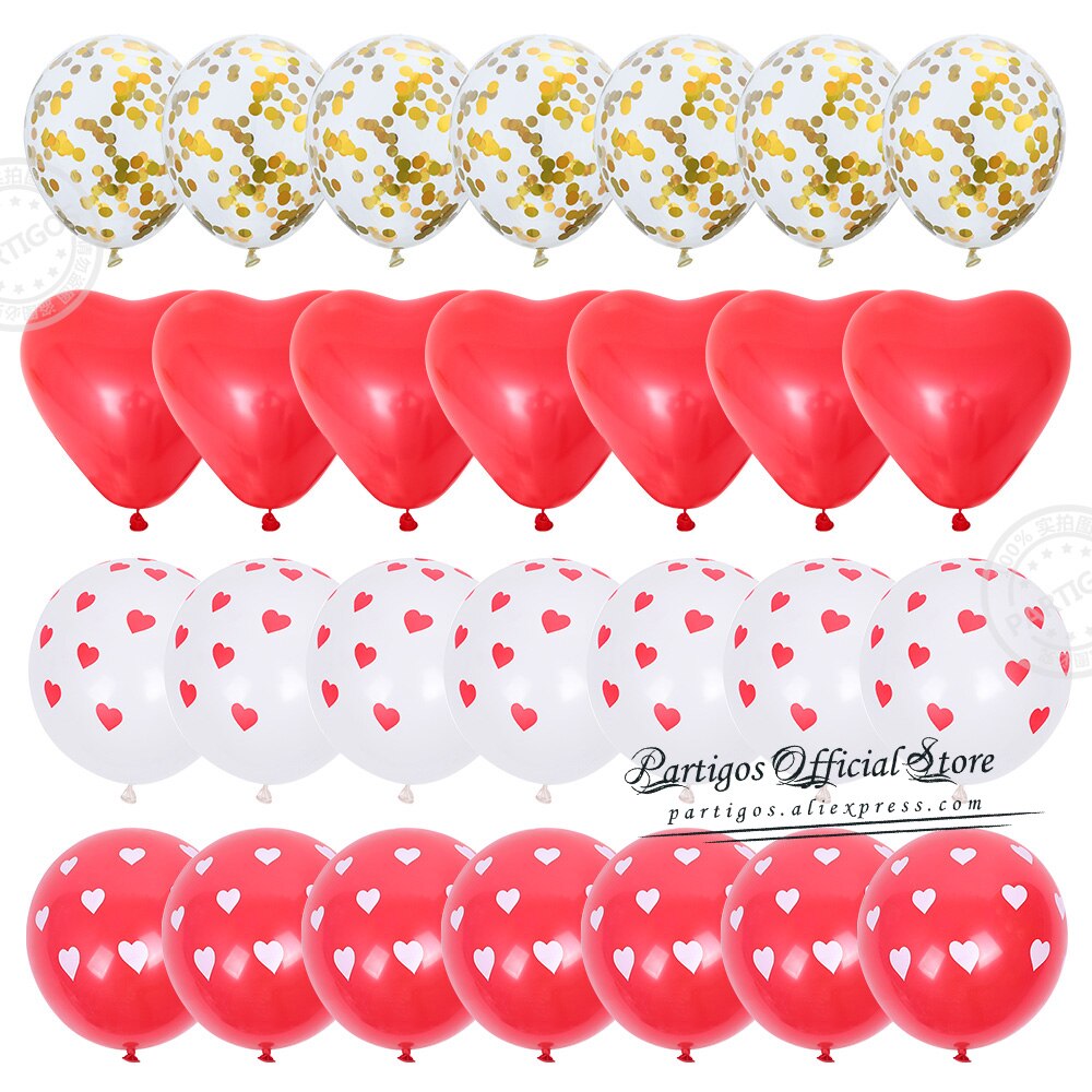 pcs Red Heart Shape Balloons Decorations Kit Wedding Decors Valentines Day Gifts Printed Latex confetti Globos helium 